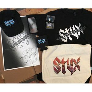 RARE Styx VIP 2016 Package: Signed Poster, Tote, Tee Size L, Lanyard & Badge NIP
